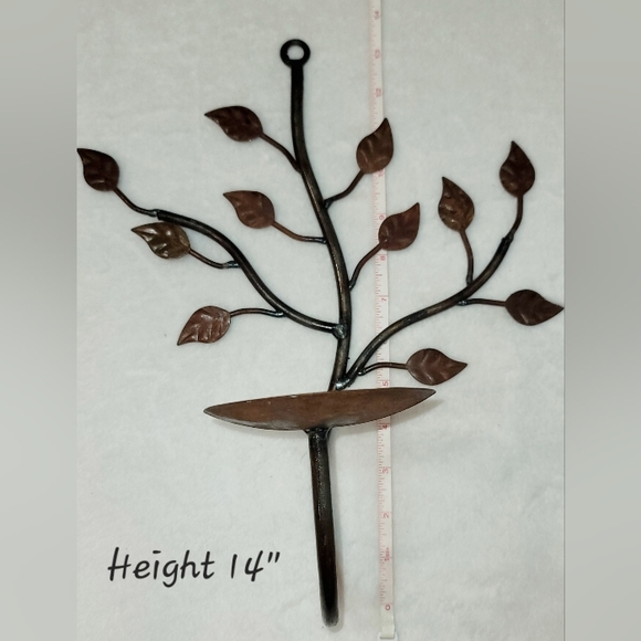 Vintage Rustic Iron Decorative Wall Candle Sconces Pair Coffee Brown - Picture 7 of 9